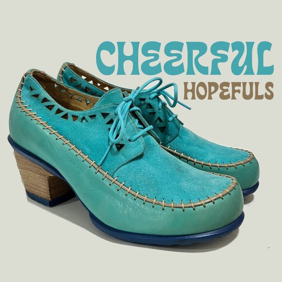 John Fluevog Shoes - *GENTLY USED* Fluevog 2013 Hopefuls CHEERFUL, Aqua, Size 9.5 (best for 8.5)!